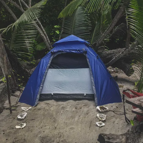 Camping on a secluded beach in Raja Ampat