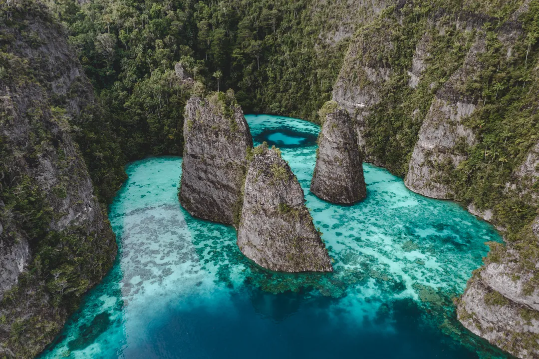 Karst pinnacles in the Balbulol lagoon, Misool