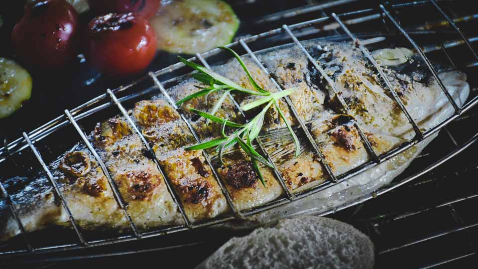 Freshly caught fish on the grill