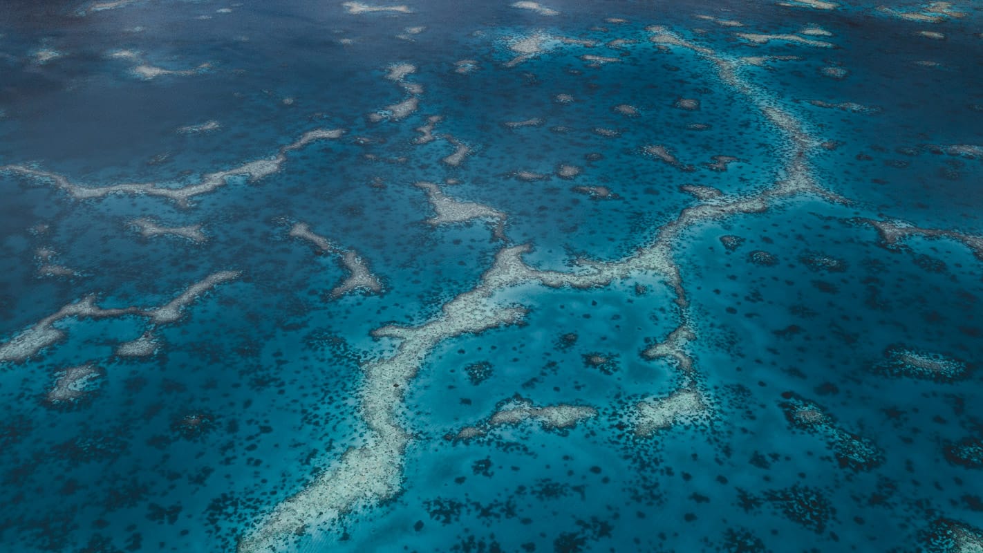 Aerial view of Ayau's reefs