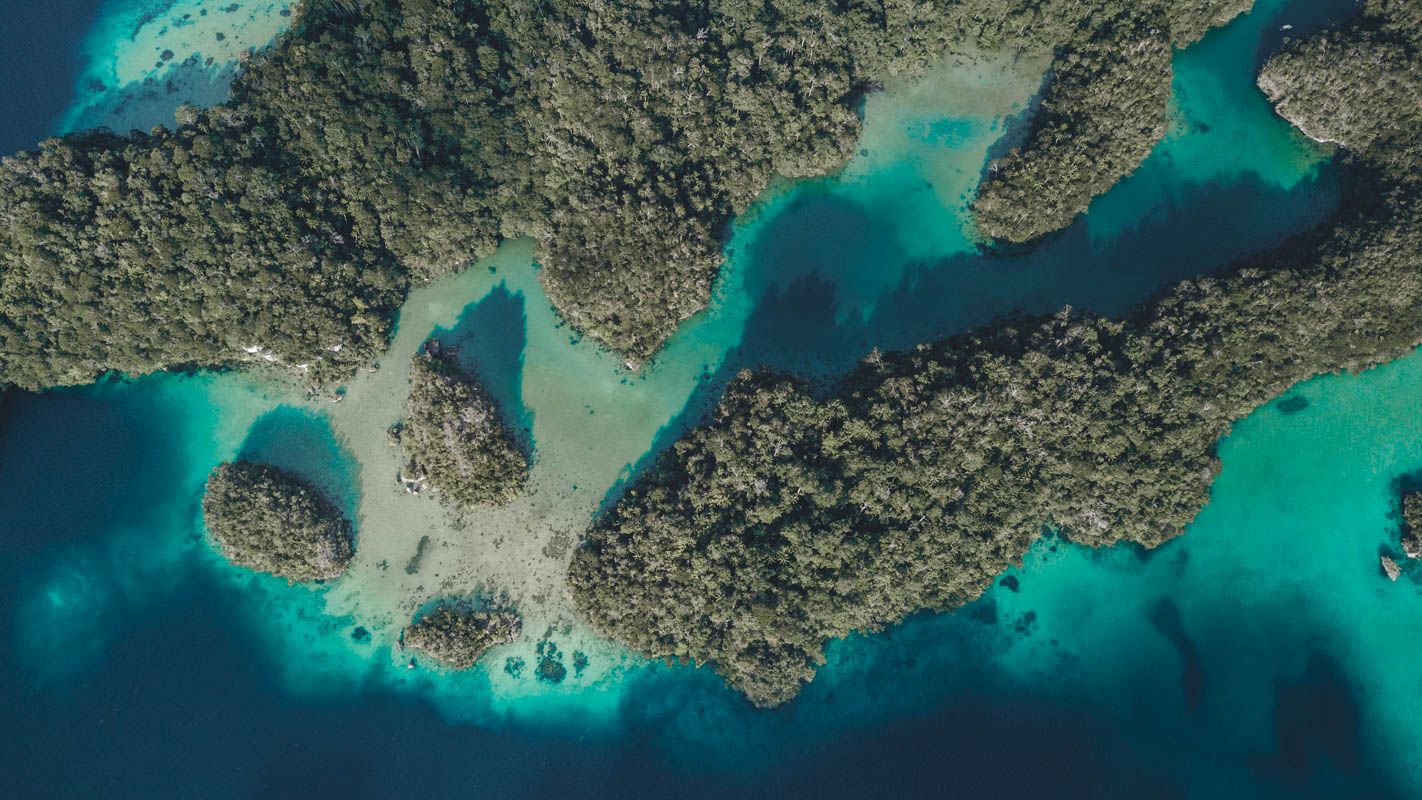 Islands and reefs in Aljui bay