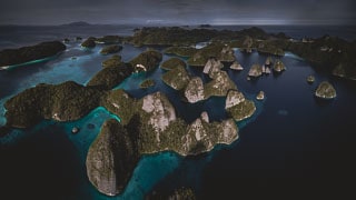 Aerial view of Wayag's karst islands